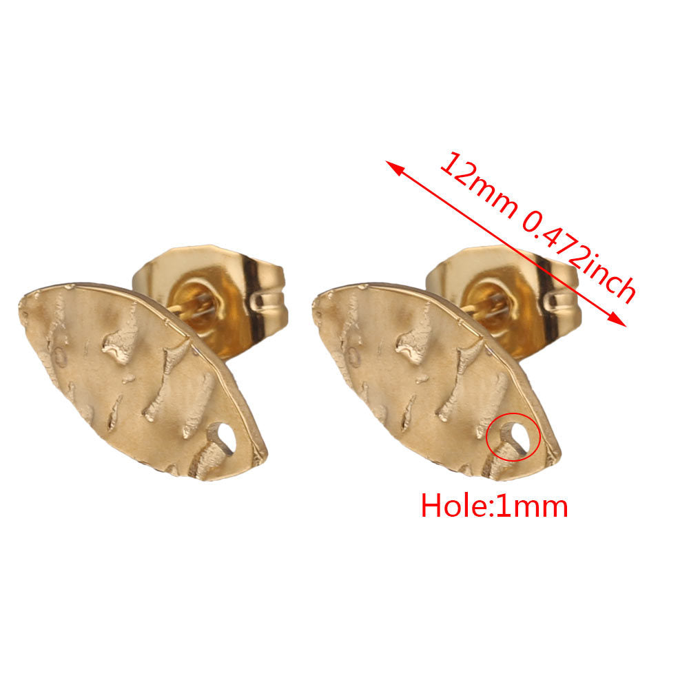 5Pairs Stainless Steel DIY Earring Components - Geometric Textured Blanks & Posts with Holes, Titanium Steel for Earrings