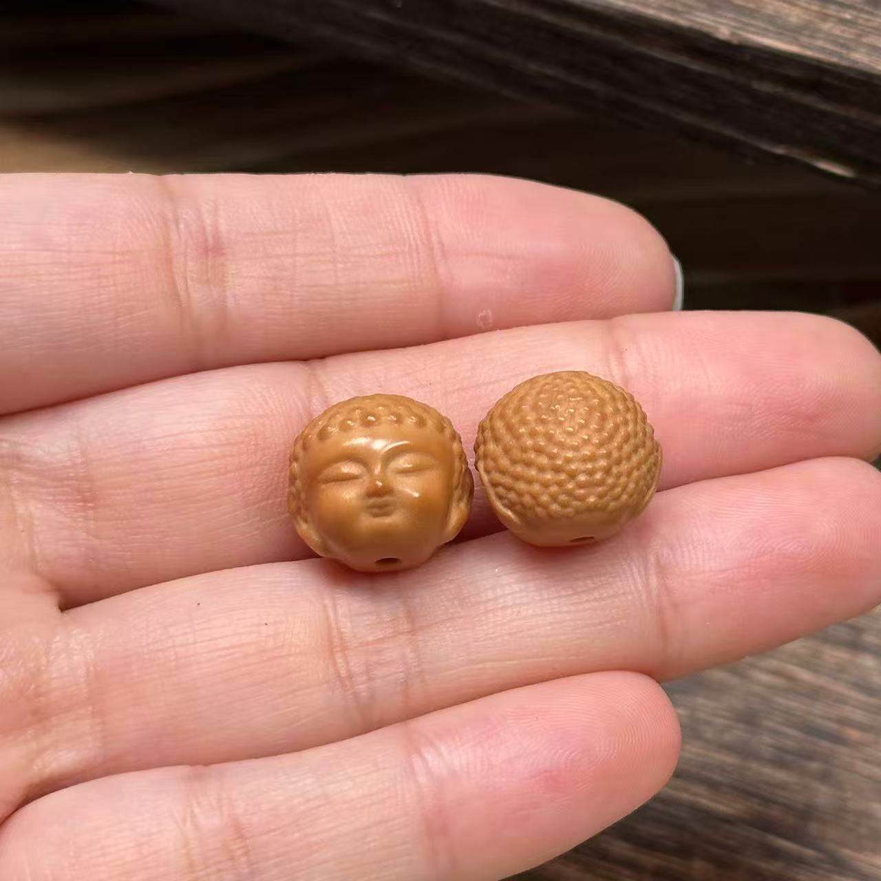 13x14mm Monkey Head Walnut Carved Baby Buddha Beads | Loose Beads for Jewelry Making, Bracelet Necklace Craft Supplies