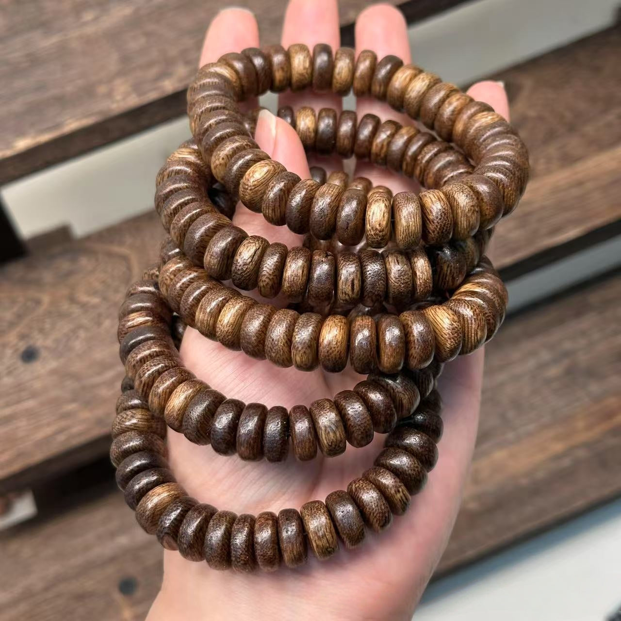 Natural Kalimantan Agarwood Beads - 5*12mm Abacus Shape Bracelet, Authentic Chen Xiang Handmade Jewelry