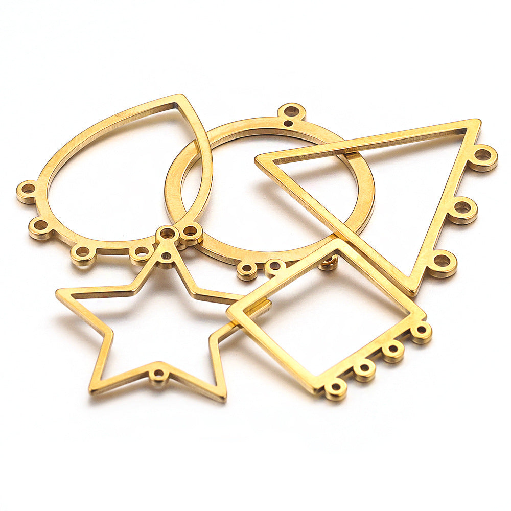 10PCS Stainless Steel Geometric Earring Connectors | Hollow-Out Design, Essential DIY Jewelry Supplies for Earring Making