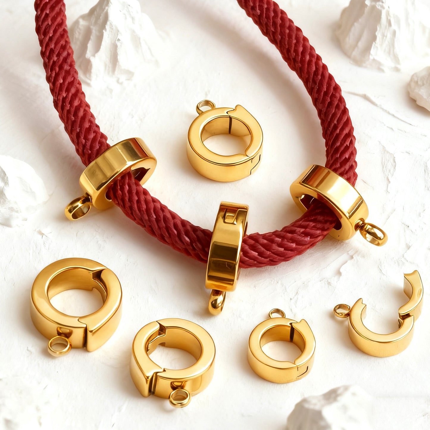 Stainless Steel Open Jump Rings & Clasps - Leather Cord Bracelet/Necklace Connectors & Positioning Clips | DIY Jewelry Supplies