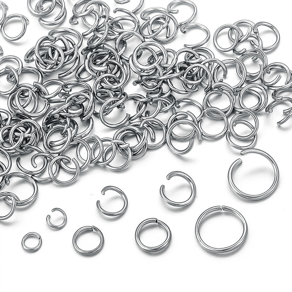 200PCS Stainless Steel Jump Rings - Rust-Proof Open/Closed Rings, Titanium Steel DIY Jewelry Findings & Connector Components
