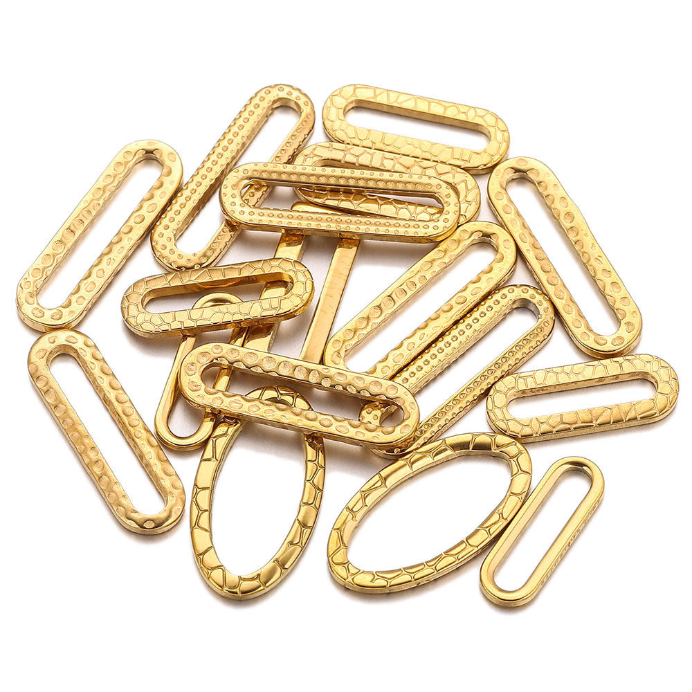 20PCS Stainless Steel Oval & Rectangular Frame Earring Connectors - DIY Jewelry Making Supplies & Components