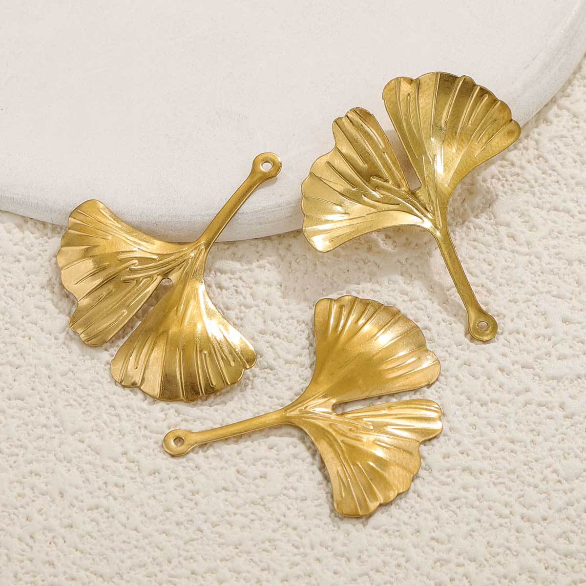 20PCS Stainless Steel Leaf & Ginkgo Leaf Charms - DIY Vintage-Style Earring & Hair Accessory Pendants
