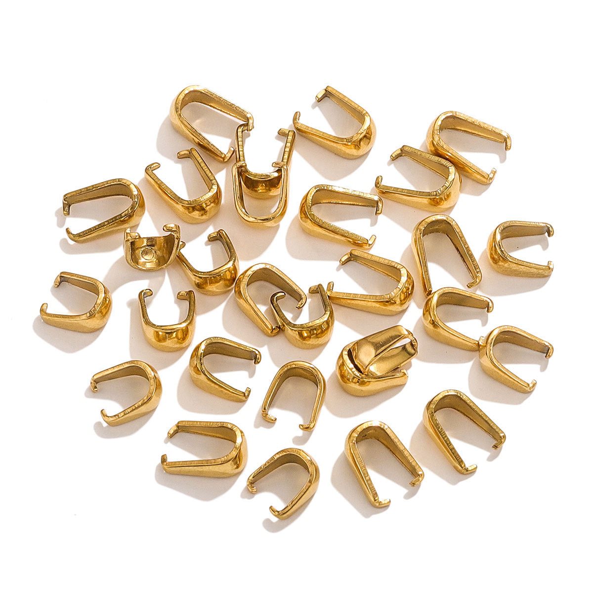 50PCS Stainless Steel Snap On Bails Hook Pendant Clasps Pinch Clips Bail Pendants for Neckalce Jewelry DIY Craft Making, Stainless Steel Color