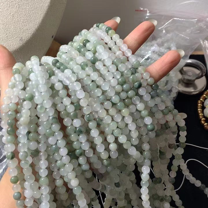 Natural Tianshan Jade Loose Beads - Round/Smooth Gemstone Beads for Jewelry Making, DIY Bracelet Necklace Supplies