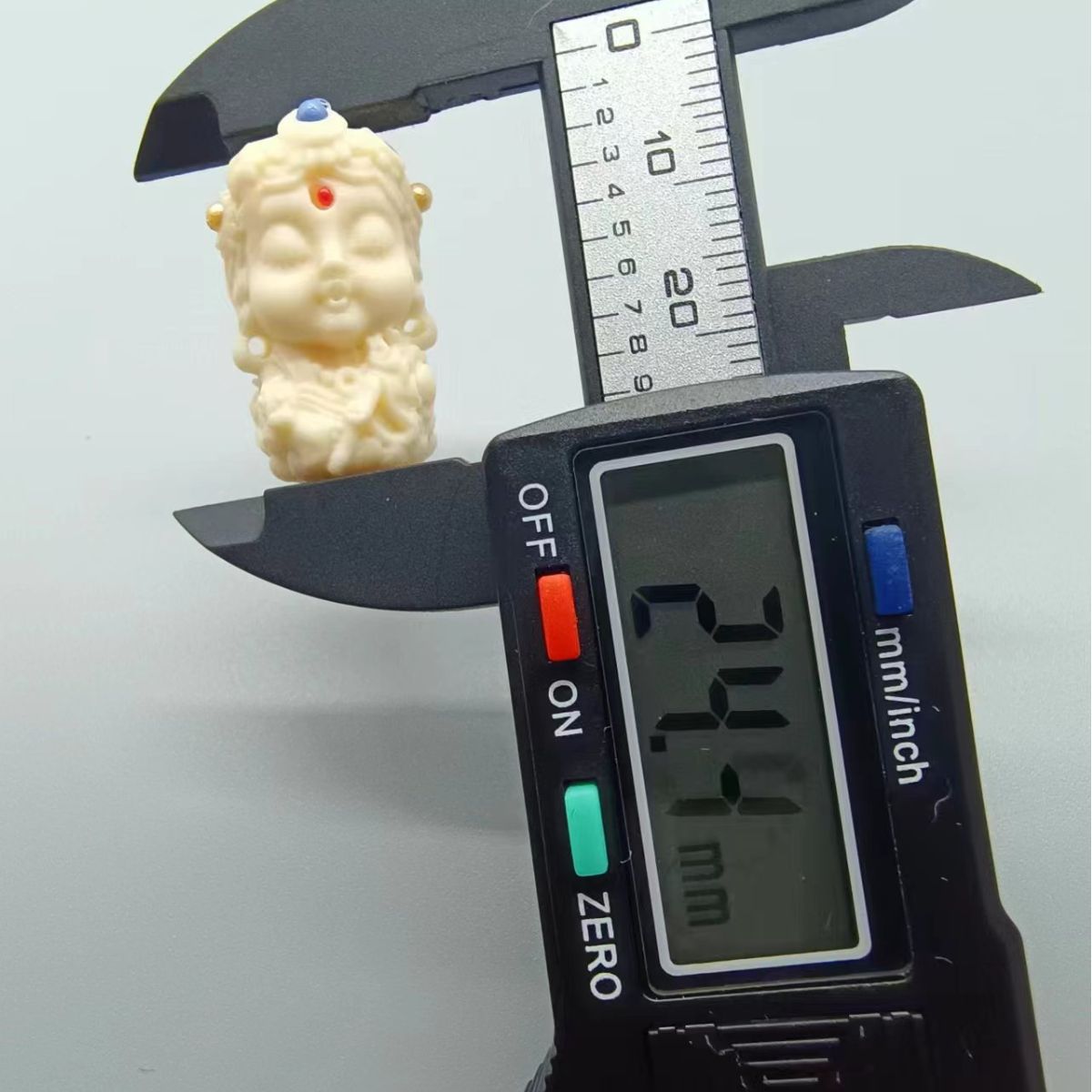 Hand-Carved Ivory Nut Tara Bead | Buddhist Deity Charm for Bracelet/Necklace | Spiritual Jewelry Component