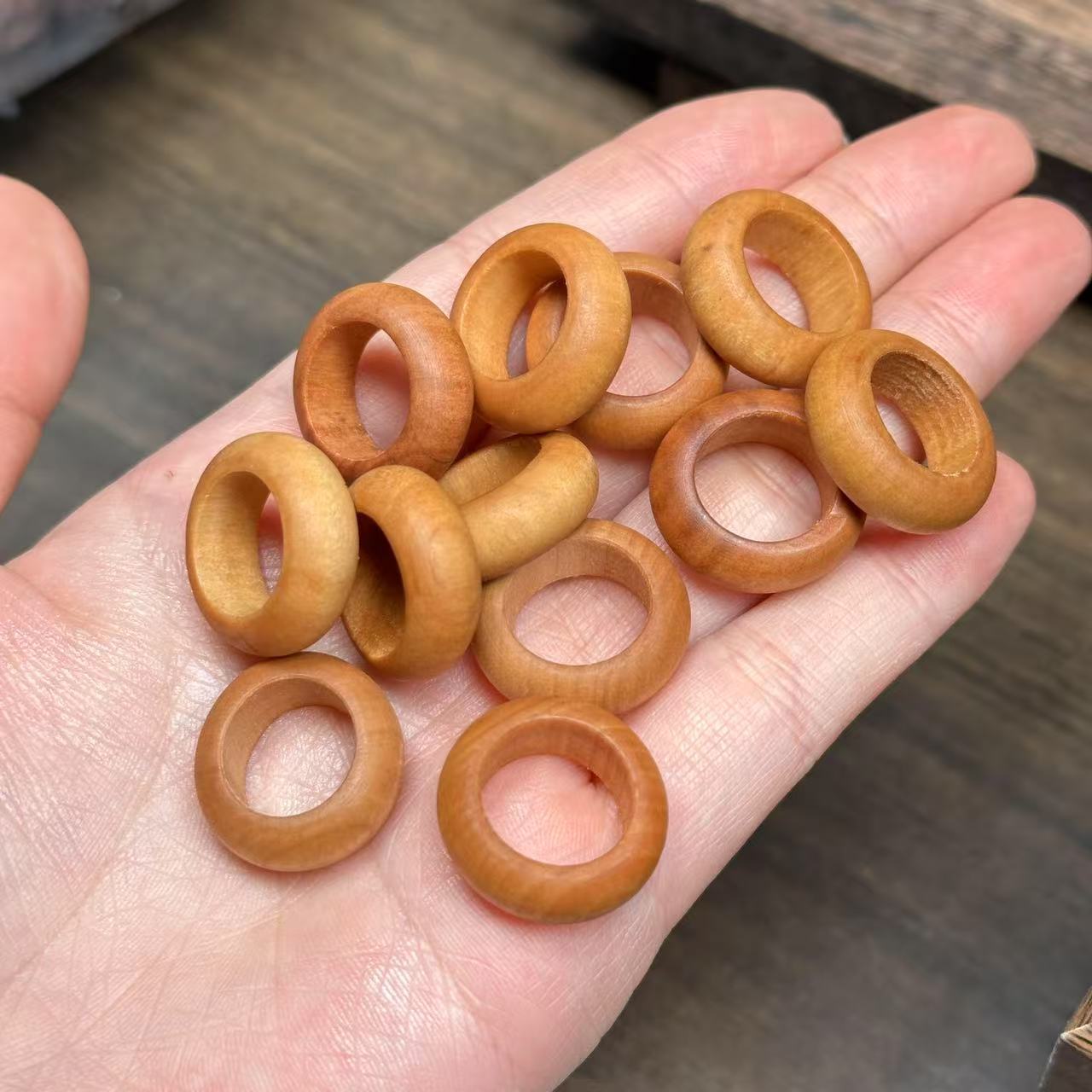 2PCS Hand-Carved Sandalwood Spinner Ring / Stopper Ring | DIY Bead Accessory for Buddhist Prayer Beads & Wenwan Jewelry