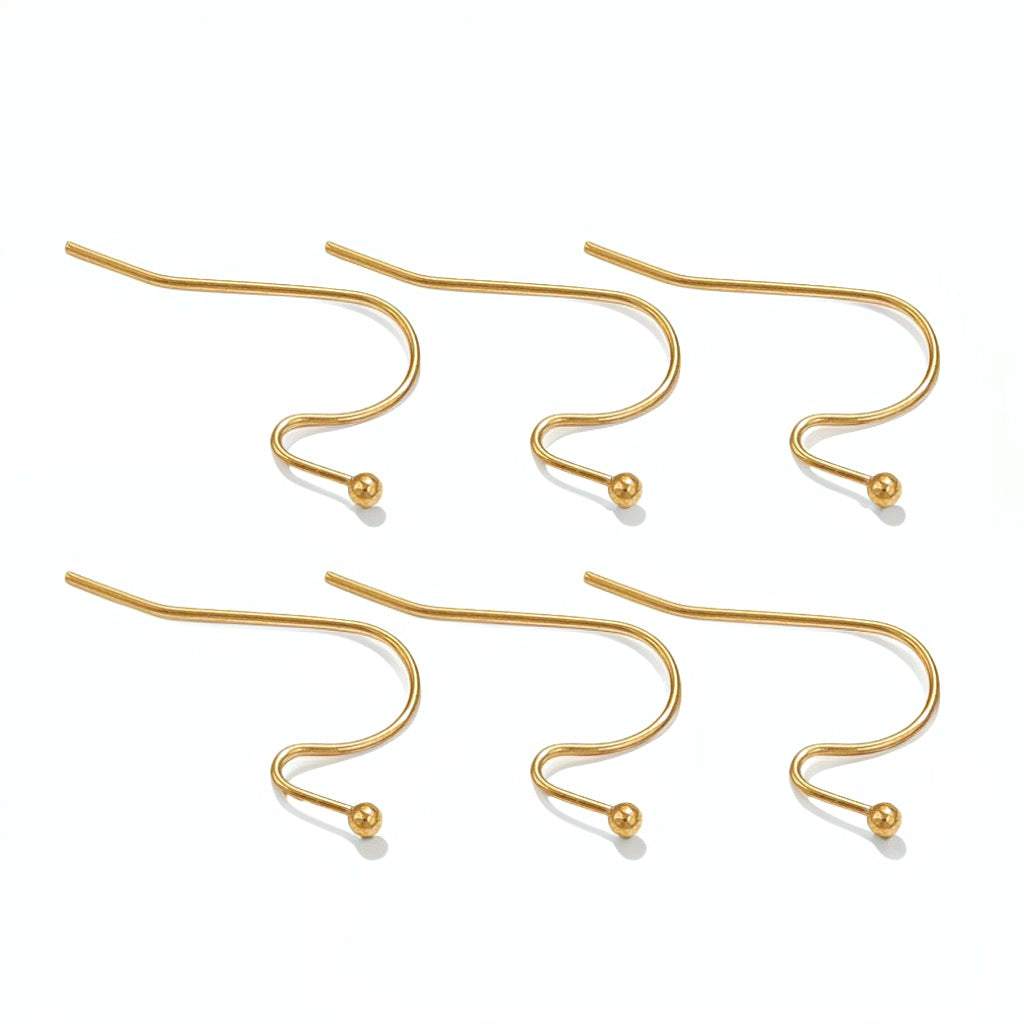 10Pairs Stainless Steel Earrings Hooks with Beads | Soldered Bead/round Bead Ear Wires, DIY Jewelry Supplies for Beaded Earrings