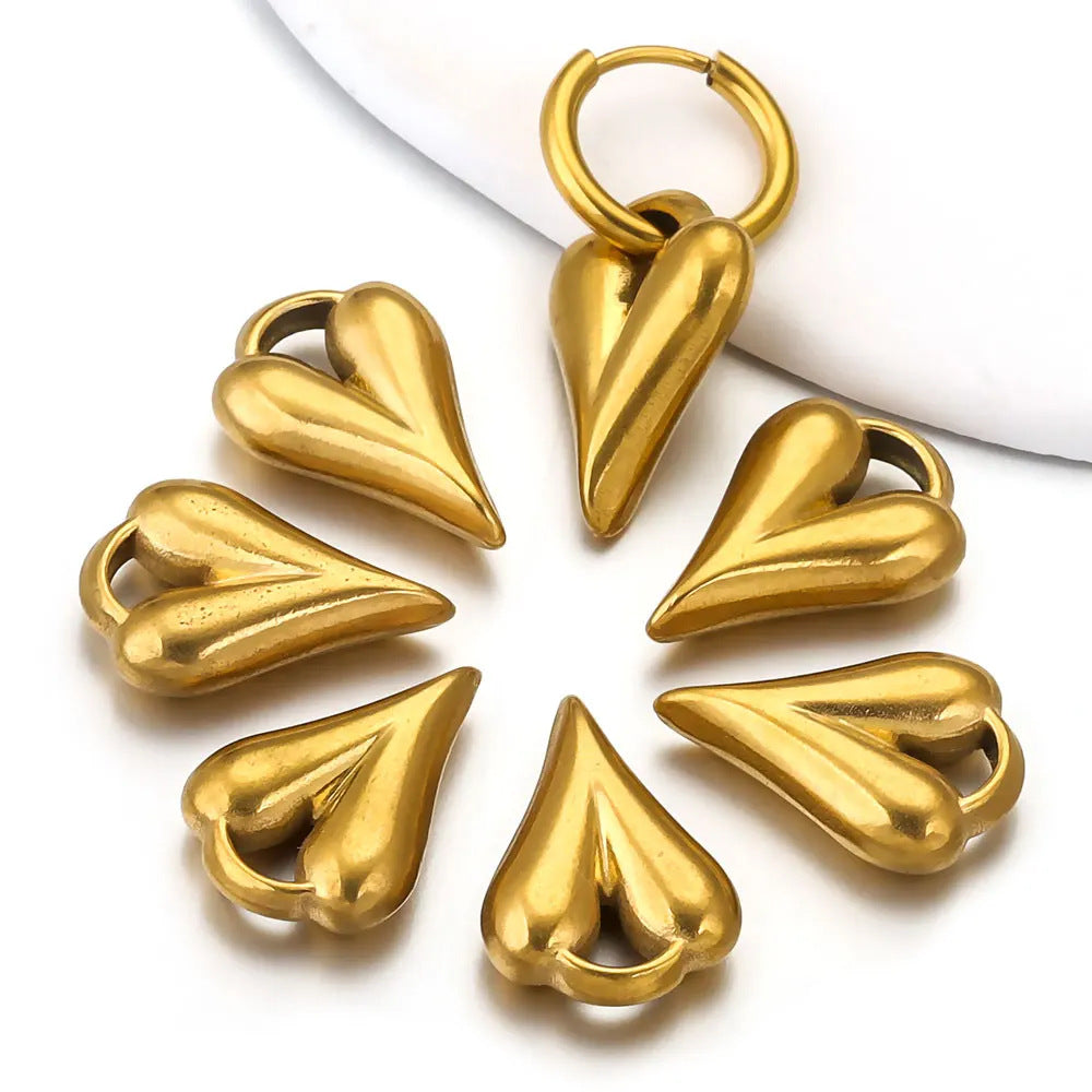 Stainless Steel Heart Pendant Charm | DIY Accessory for Earrings, Bracelets & Necklaces, Versatile Jewelry Craft Supply