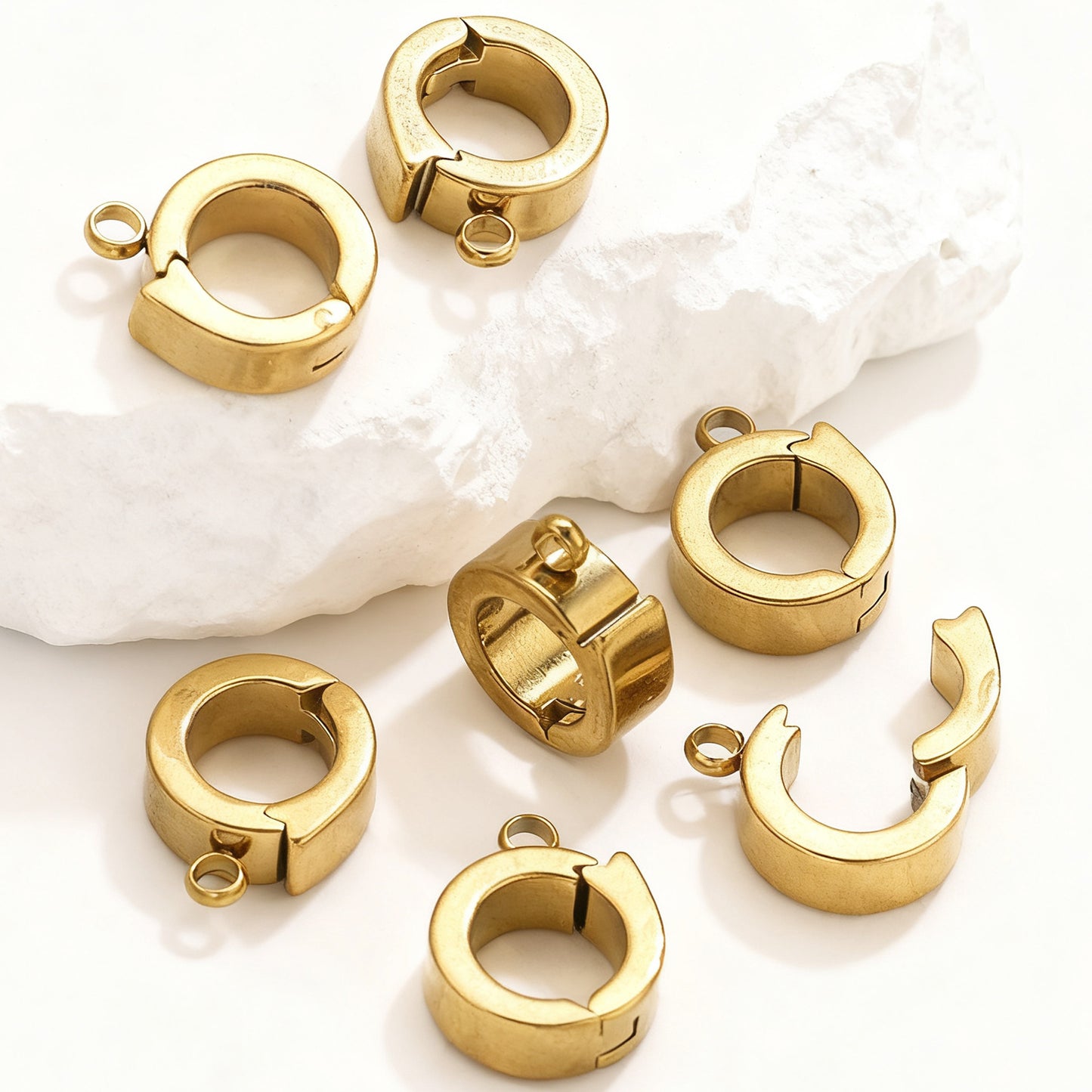 Stainless Steel Open Jump Rings & Clasps - Leather Cord Bracelet/Necklace Connectors & Positioning Clips | DIY Jewelry Supplies