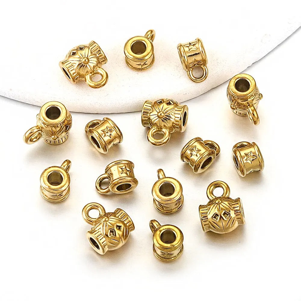 2PCS Titanium Steel Retro Totem Beads - Integrated Stainless Steel Large-Hole Dangle Beads, Bracelet/Necklace Spacer & Positioning Parts, DIY Accessories