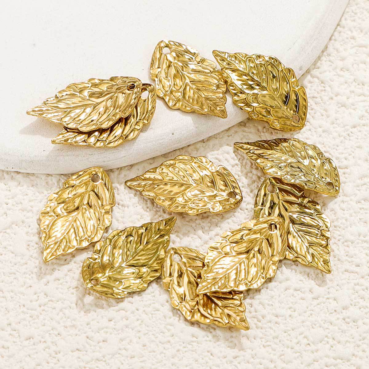 20PCS Stainless Steel Leaf & Ginkgo Leaf Charms - DIY Vintage-Style Earring & Hair Accessory Pendants