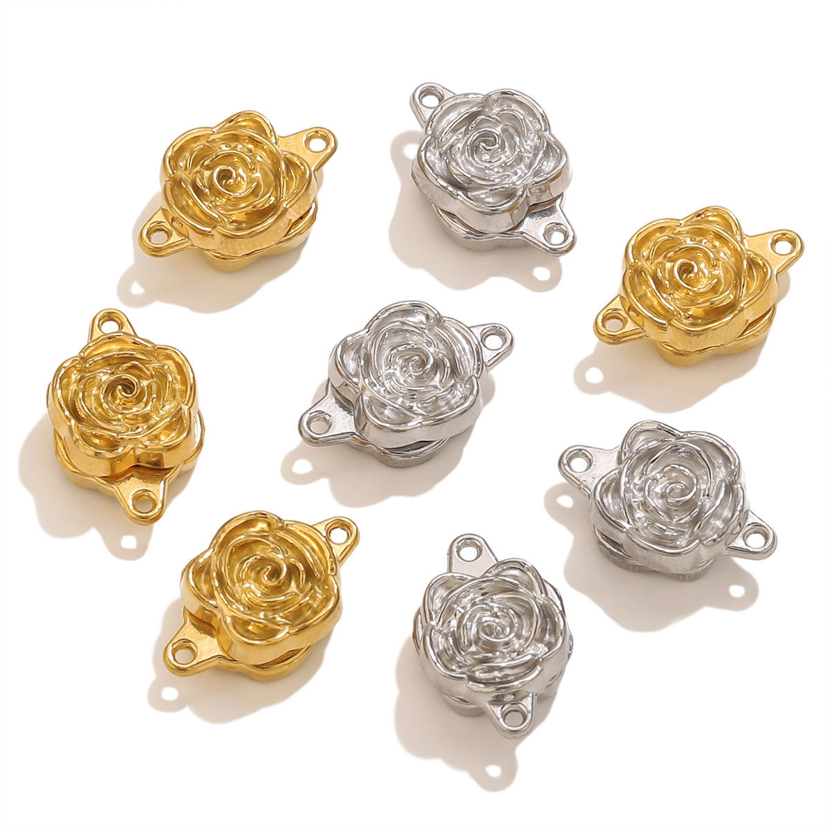 Rose Magnetic Clasps | Stainless Steel Vacuum Gold-Plated | Closure Parts for Jewelry Making