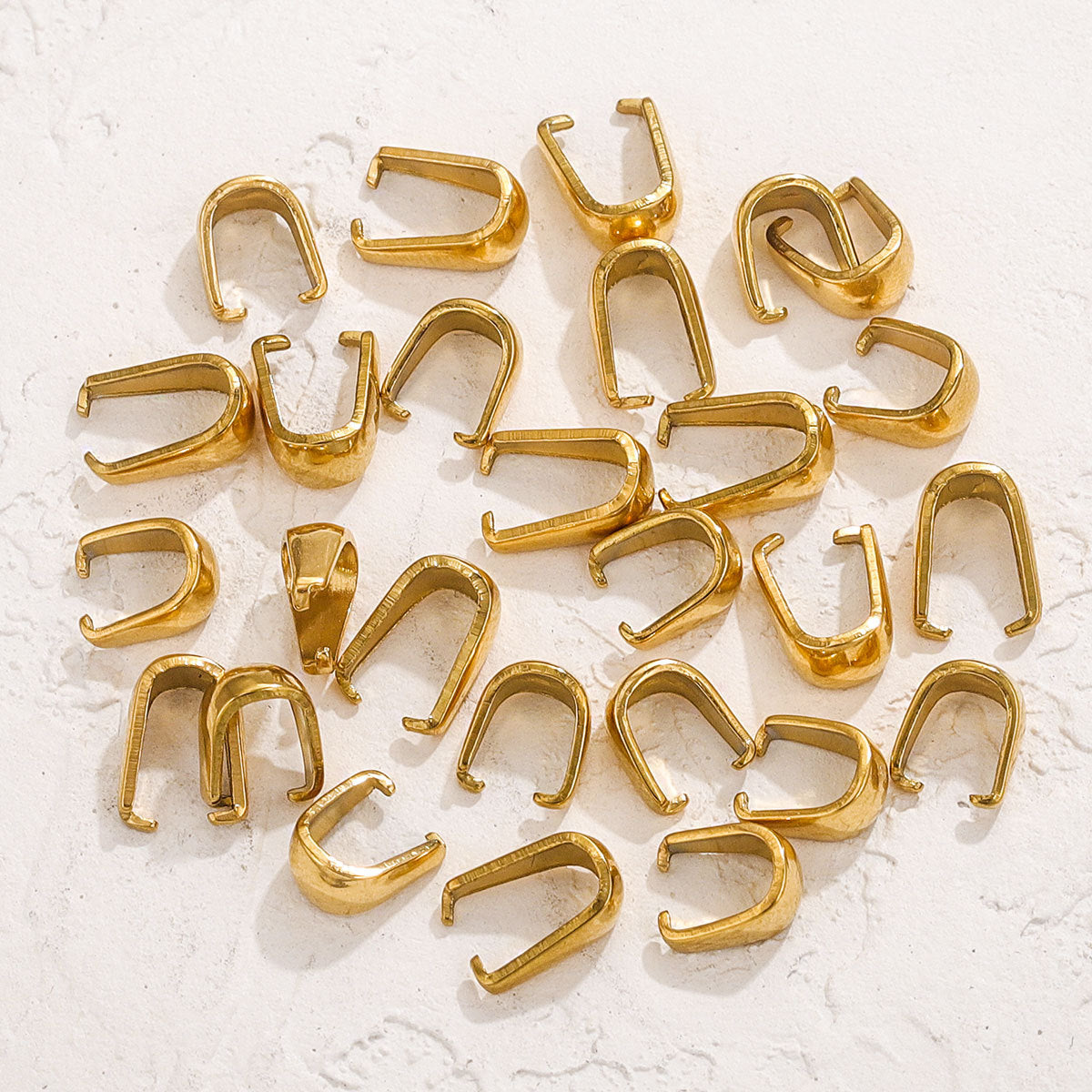 50PCS Stainless Steel Snap On Bails Hook Pendant Clasps Pinch Clips Bail Pendants for Neckalce Jewelry DIY Craft Making, Stainless Steel Color