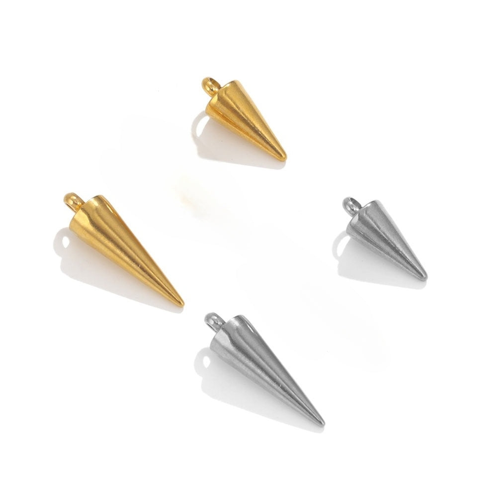 5PCS Stainless Steel Conical Small Pendants | Plated Mini Charms, Minimalist DIY Accessories for Earrings & Jewelry Making