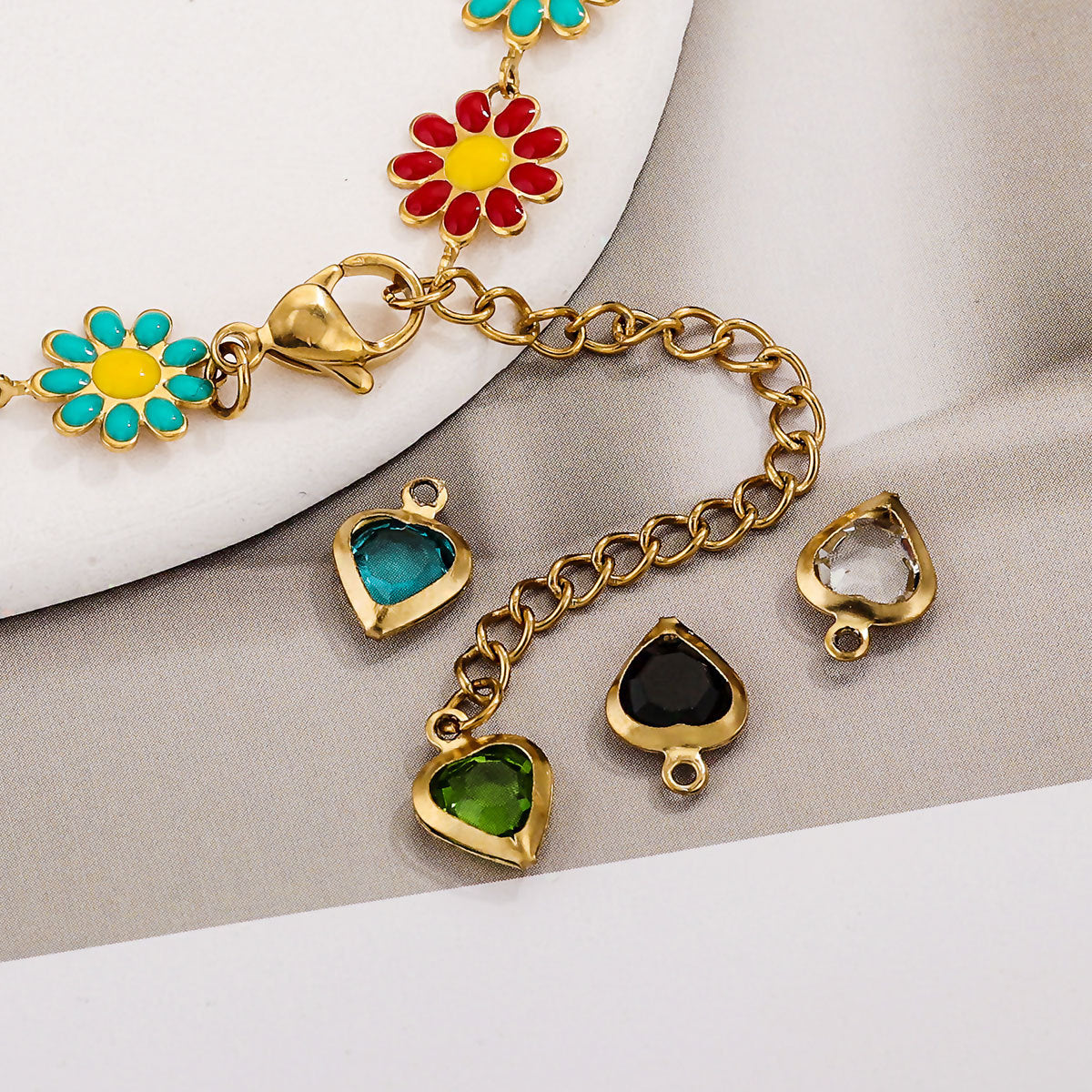 20PCS Stainless Steel Crystal Water Drop Charms - Colorful Titanium Steel, Minimalist Luxury DIY Necklace Jewelry Accessory