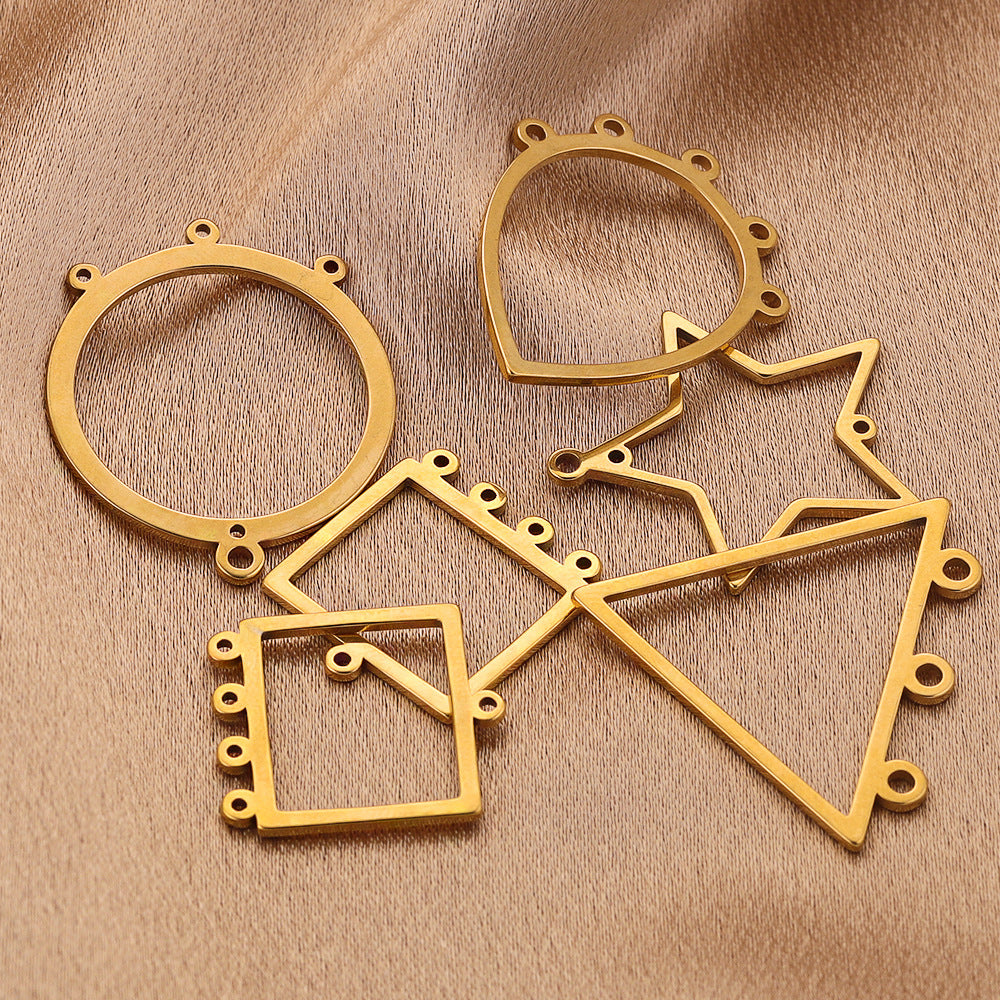 10PCS Stainless Steel Geometric Earring Connectors | Hollow-Out Design, Essential DIY Jewelry Supplies for Earring Making