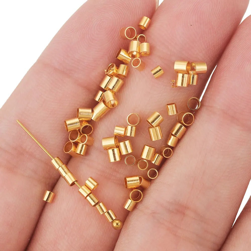 100PCS 2mm Tiny Stainless Steel Column Tube Spacer Beads Loose Spacer Beads