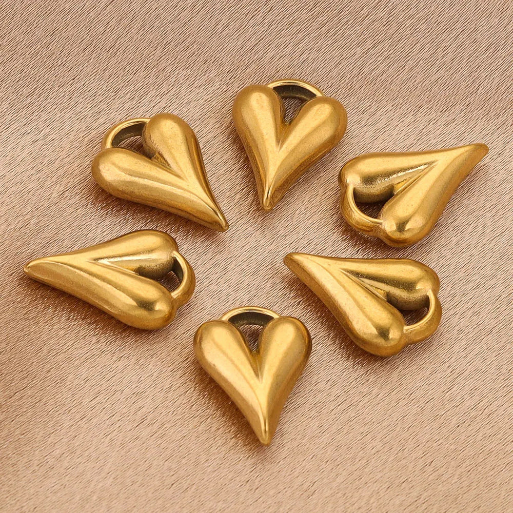 Stainless Steel Heart Pendant Charm | DIY Accessory for Earrings, Bracelets & Necklaces, Versatile Jewelry Craft Supply