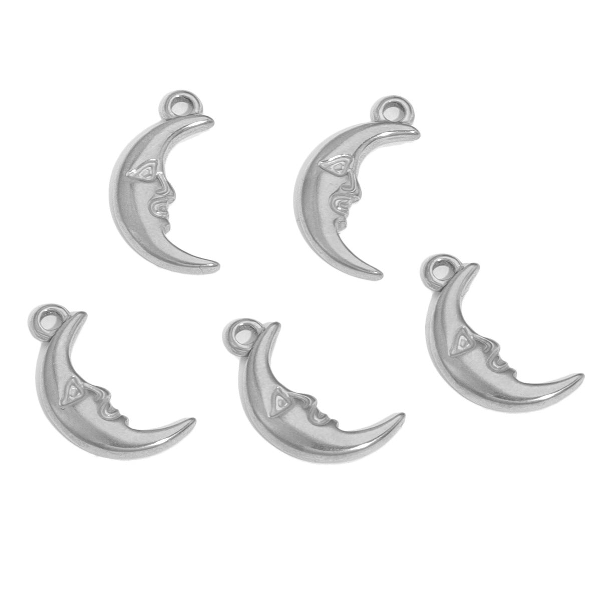 10PCS Whimsical Smile Sun Moon Pendant - Stainless Steel Casting, DIY Accessory for Handmade Necklaces