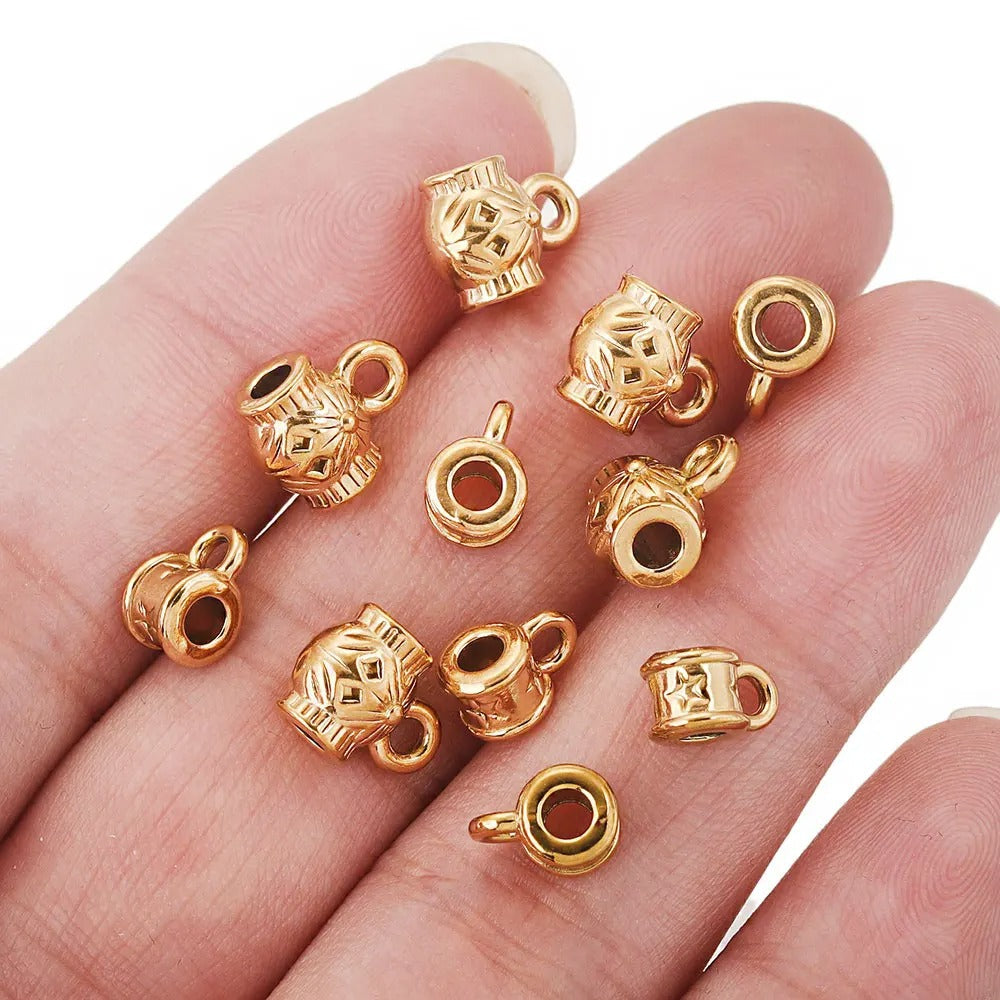 2PCS Titanium Steel Retro Totem Beads - Integrated Stainless Steel Large-Hole Dangle Beads, Bracelet/Necklace Spacer & Positioning Parts, DIY Accessories