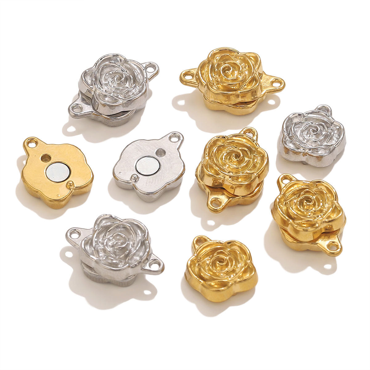 Rose Magnetic Clasps | Stainless Steel Vacuum Gold-Plated | Closure Parts for Jewelry Making