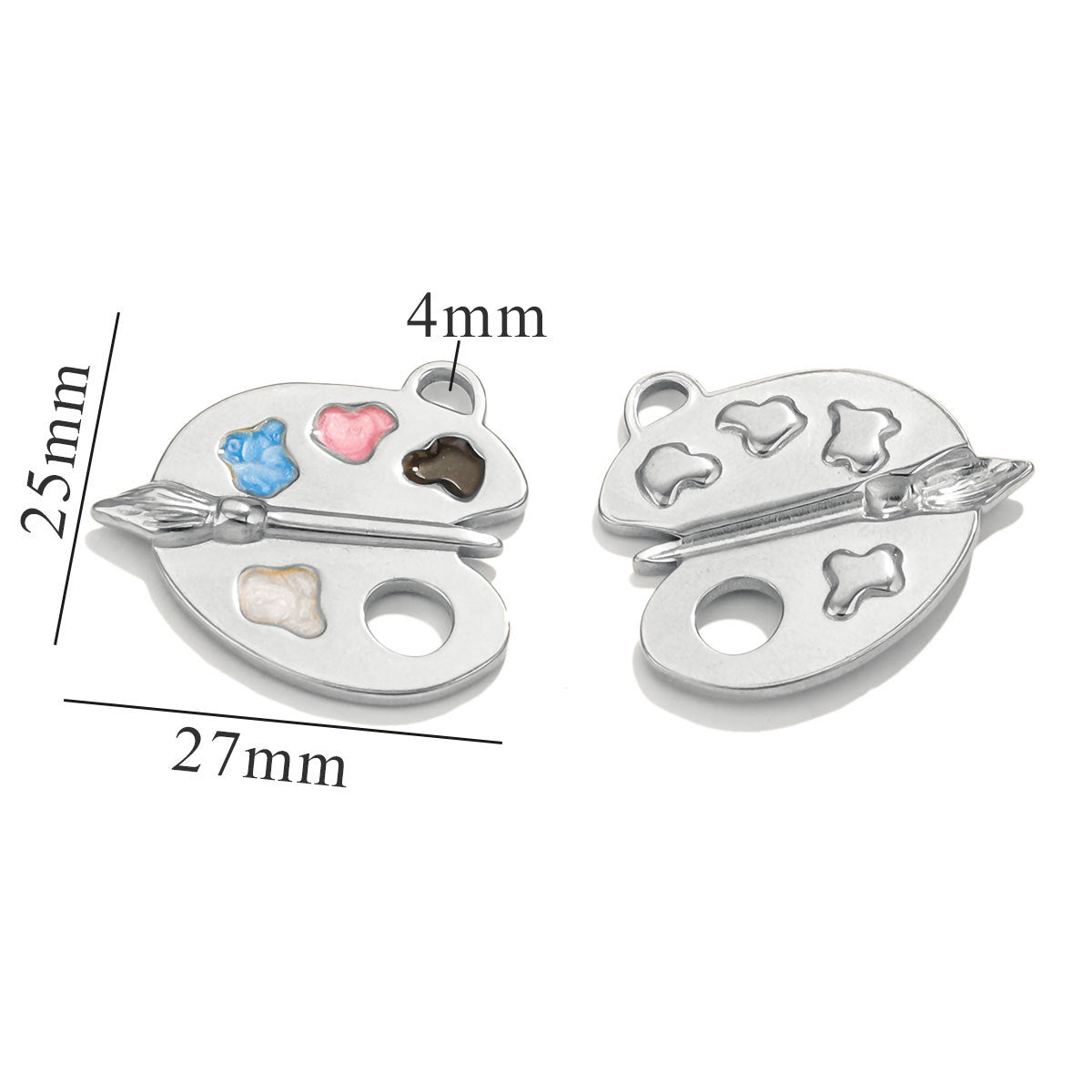 Stainless Steel Colorful Easel Pendant - DIY Necklace Drop - Oil Titanium Steel Enamel Connector Charm, Adorable Accessory