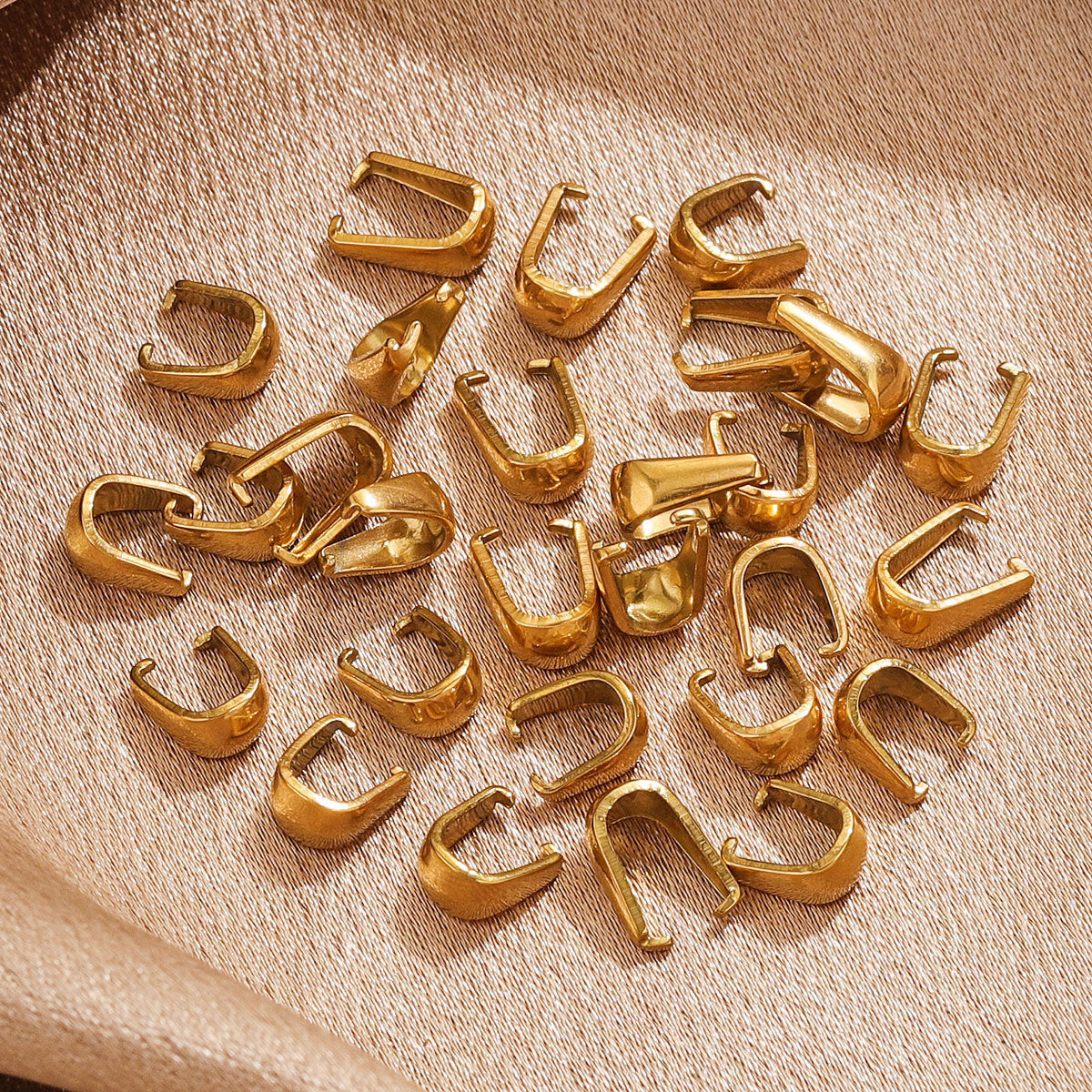 50PCS Stainless Steel Snap On Bails Hook Pendant Clasps Pinch Clips Bail Pendants for Neckalce Jewelry DIY Craft Making, Stainless Steel Color