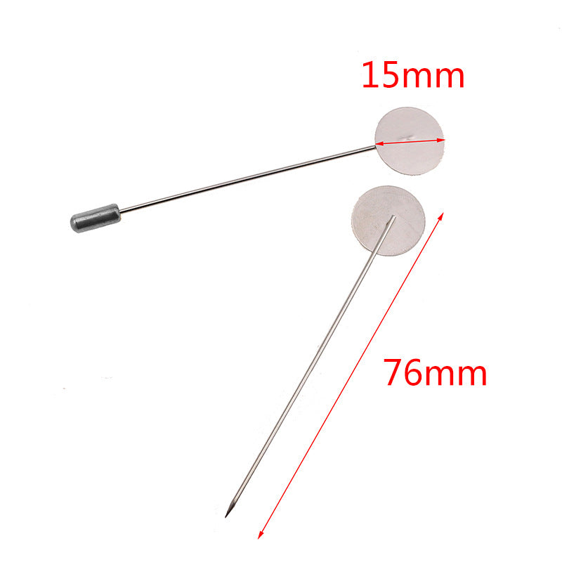 10PCS DIY Jewelry Brooch Pins - Stainless Steel Long Disk Pin with Stopper (Cabochon Compatible)