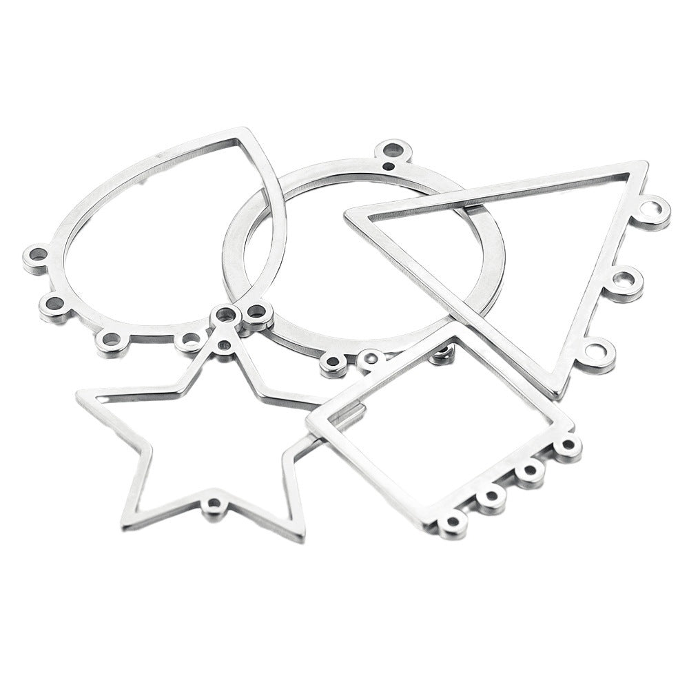 10PCS Stainless Steel Geometric Earring Connectors | Hollow-Out Design, Essential DIY Jewelry Supplies for Earring Making