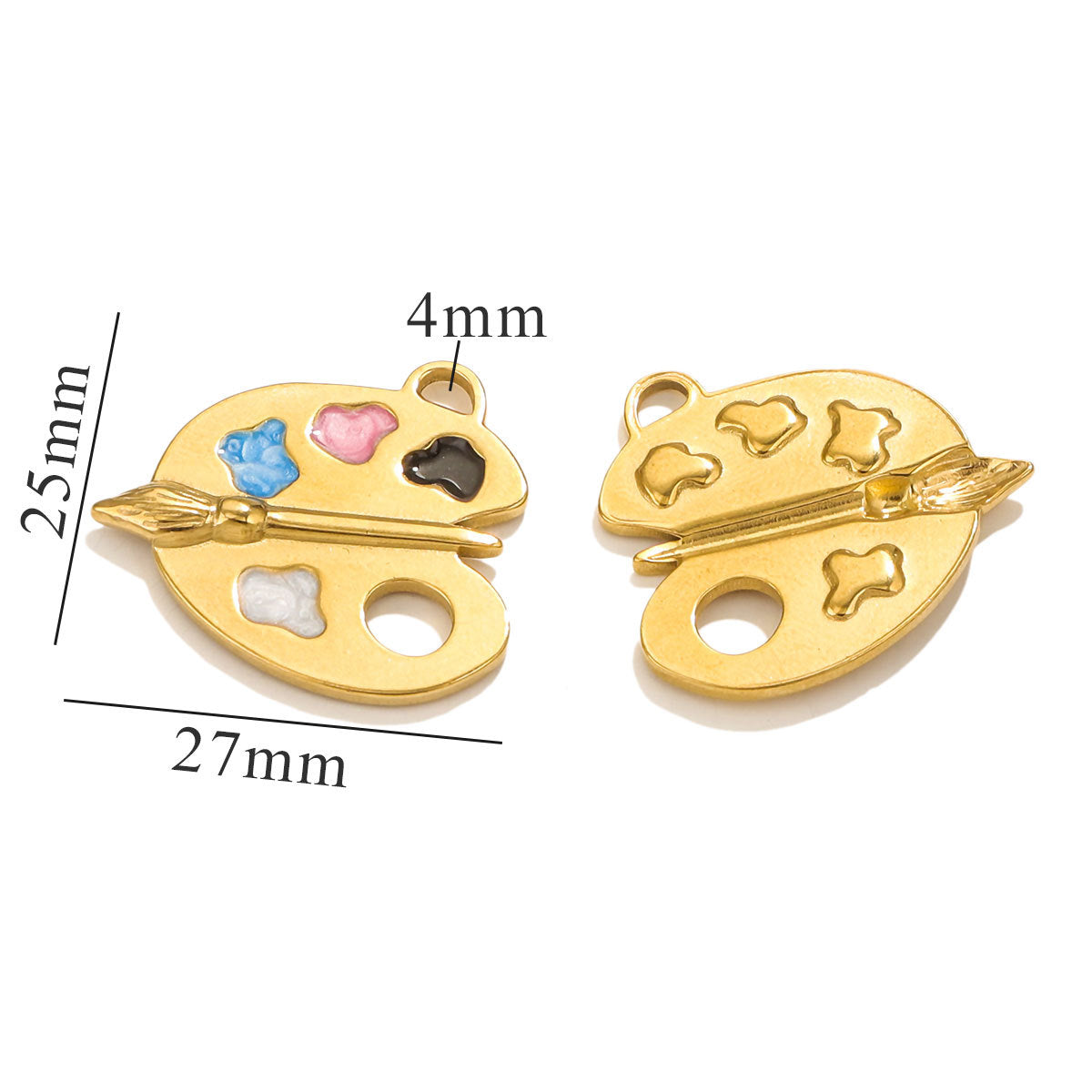 Stainless Steel Colorful Easel Pendant - DIY Necklace Drop - Oil Titanium Steel Enamel Connector Charm, Adorable Accessory