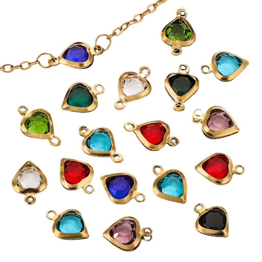 20PCS Stainless Steel Crystal Water Drop Charms - Colorful Titanium Steel, Minimalist Luxury DIY Necklace Jewelry Accessory