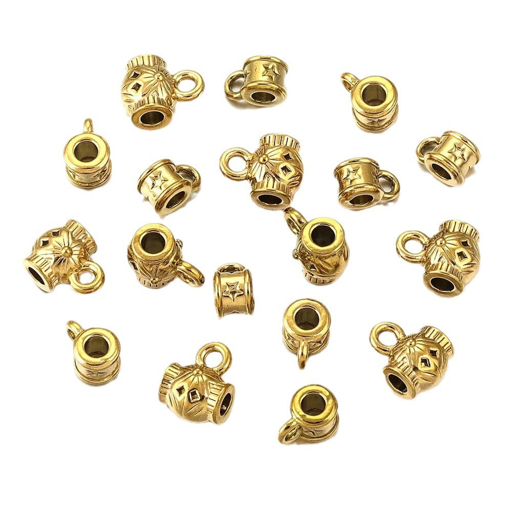 2PCS Titanium Steel Retro Totem Beads - Integrated Stainless Steel Large-Hole Dangle Beads, Bracelet/Necklace Spacer & Positioning Parts, DIY Accessories