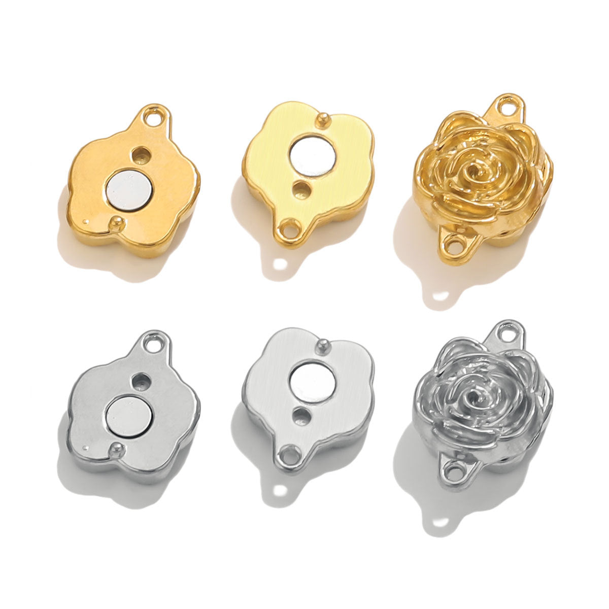Rose Magnetic Clasps | Stainless Steel Vacuum Gold-Plated | Closure Parts for Jewelry Making