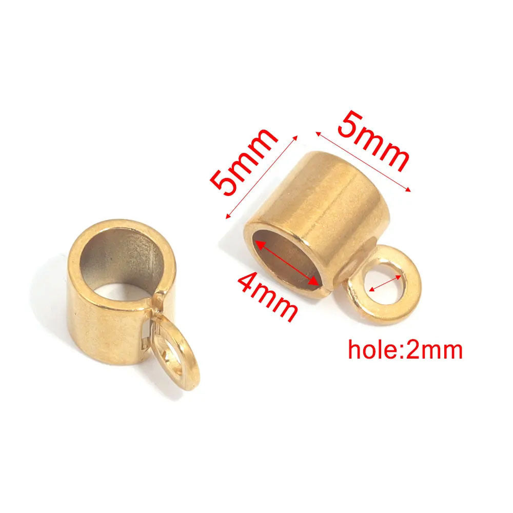 20PCS Stainless Steel Bails Beads Roundelle Barrel Large Hole Hanger Links Connectors with Charm Loop for Snake Chain European Bracelet Pendant, 2~5mm Hole