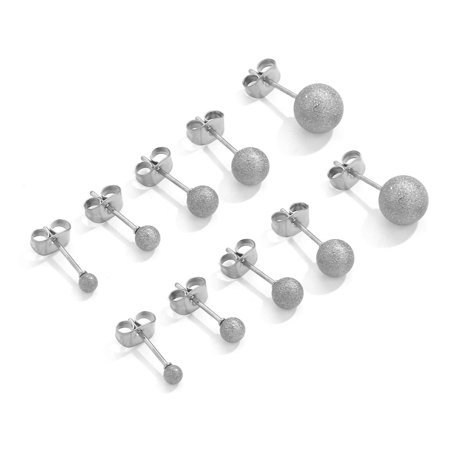 5 Pairs Titanium Steel Dangle Stud Earrings - Stainless Steel Matte Gold - toned Beaded Welded Needles, DIY Handmade Jewelry Supplies