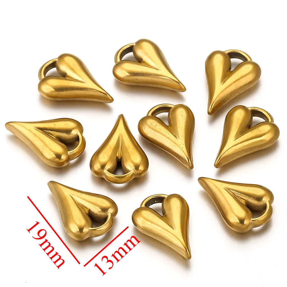 Stainless Steel Heart Pendant Charm | DIY Accessory for Earrings, Bracelets & Necklaces, Versatile Jewelry Craft Supply
