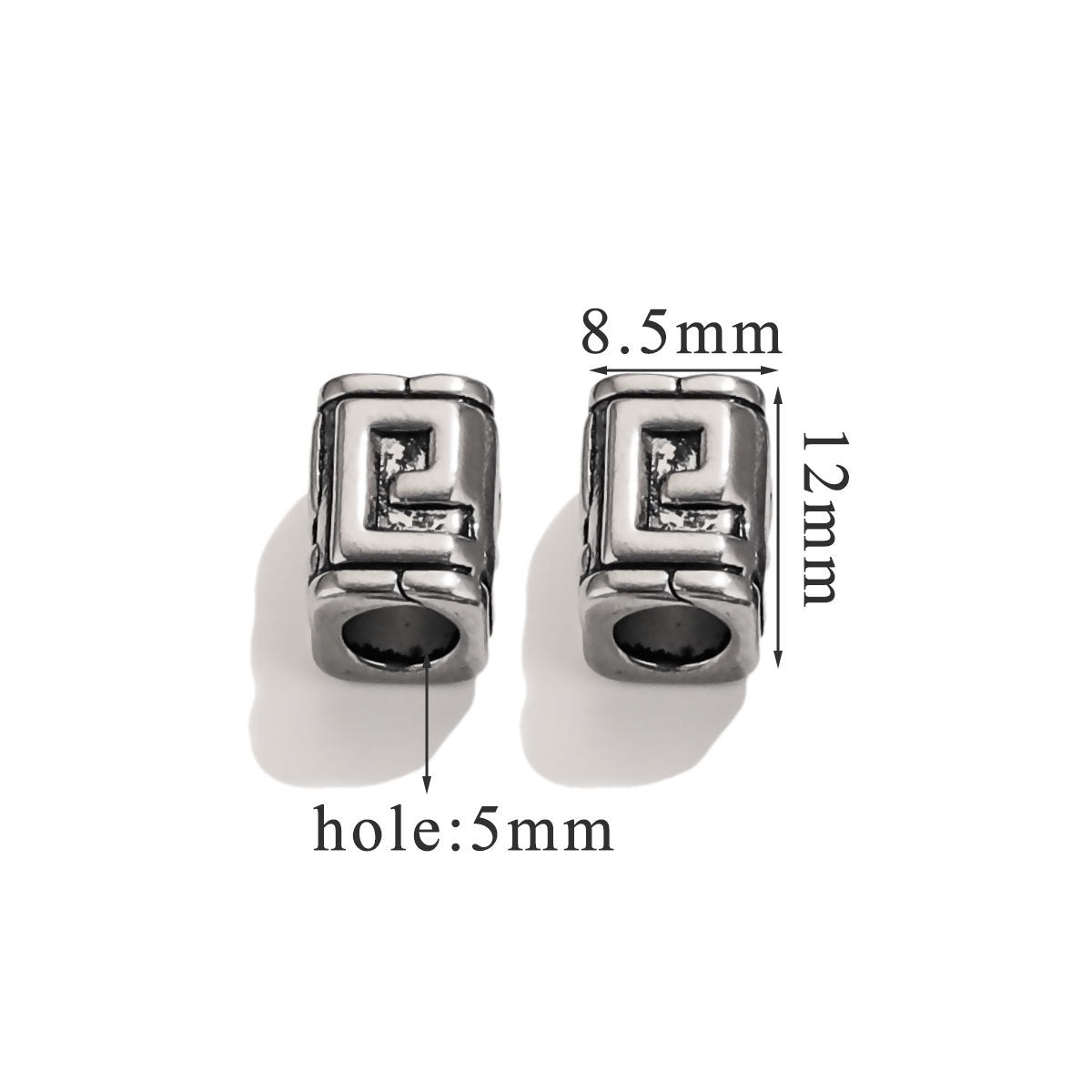 Vintage Blackened Stainless Steel Beads - Six-Word Mantra & Swastika Pattern for DIY Bracelet, Titanium Steel Stringing Beads