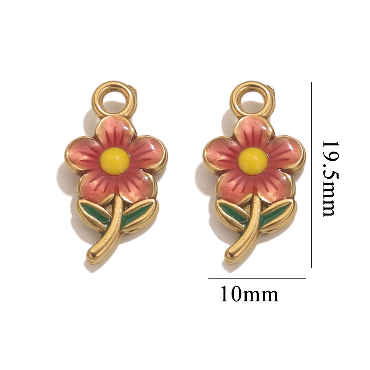 Stainless Steel Cute Flower Charms | Double-Sided Enamel Pendants, DIY Accessories for Bracelets, Necklaces & Earrings