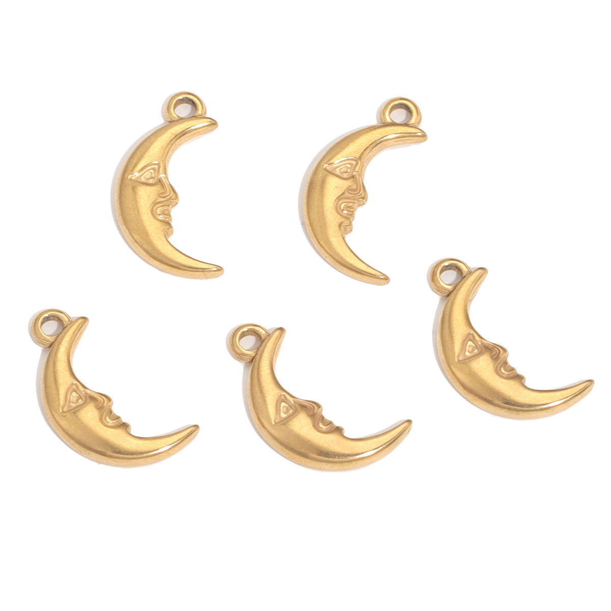 10PCS Whimsical Smile Sun Moon Pendant - Stainless Steel Casting, DIY Accessory for Handmade Necklaces