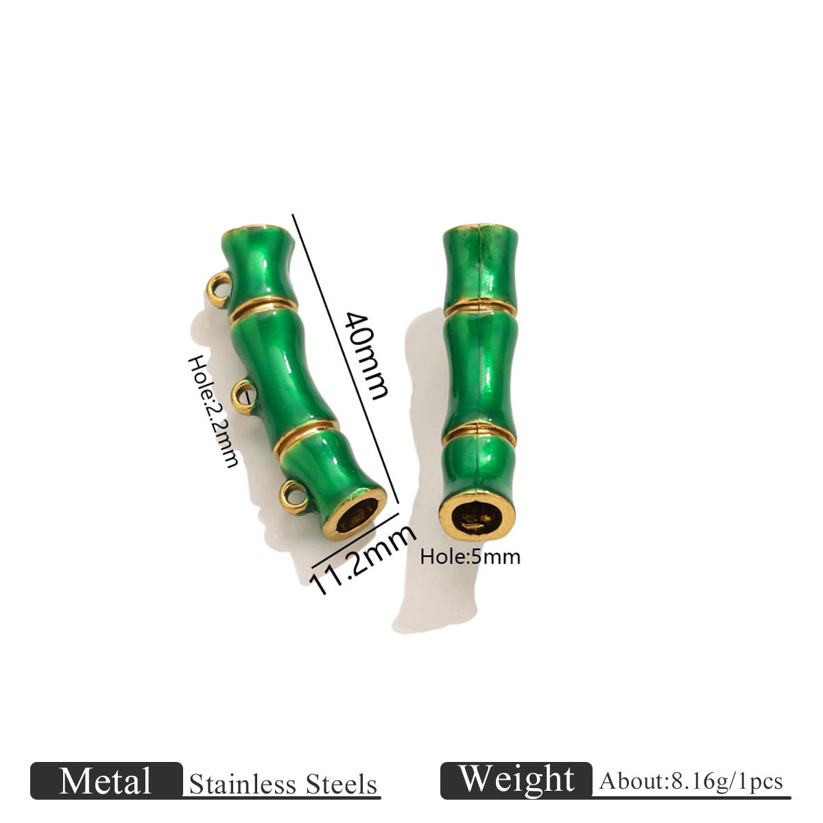 Vintage Ethnic Enamel Curved Tube Charms - Bamboo-Style Stainless Steel Bracelet Connection Tubes | DIY Jewelry Accessories