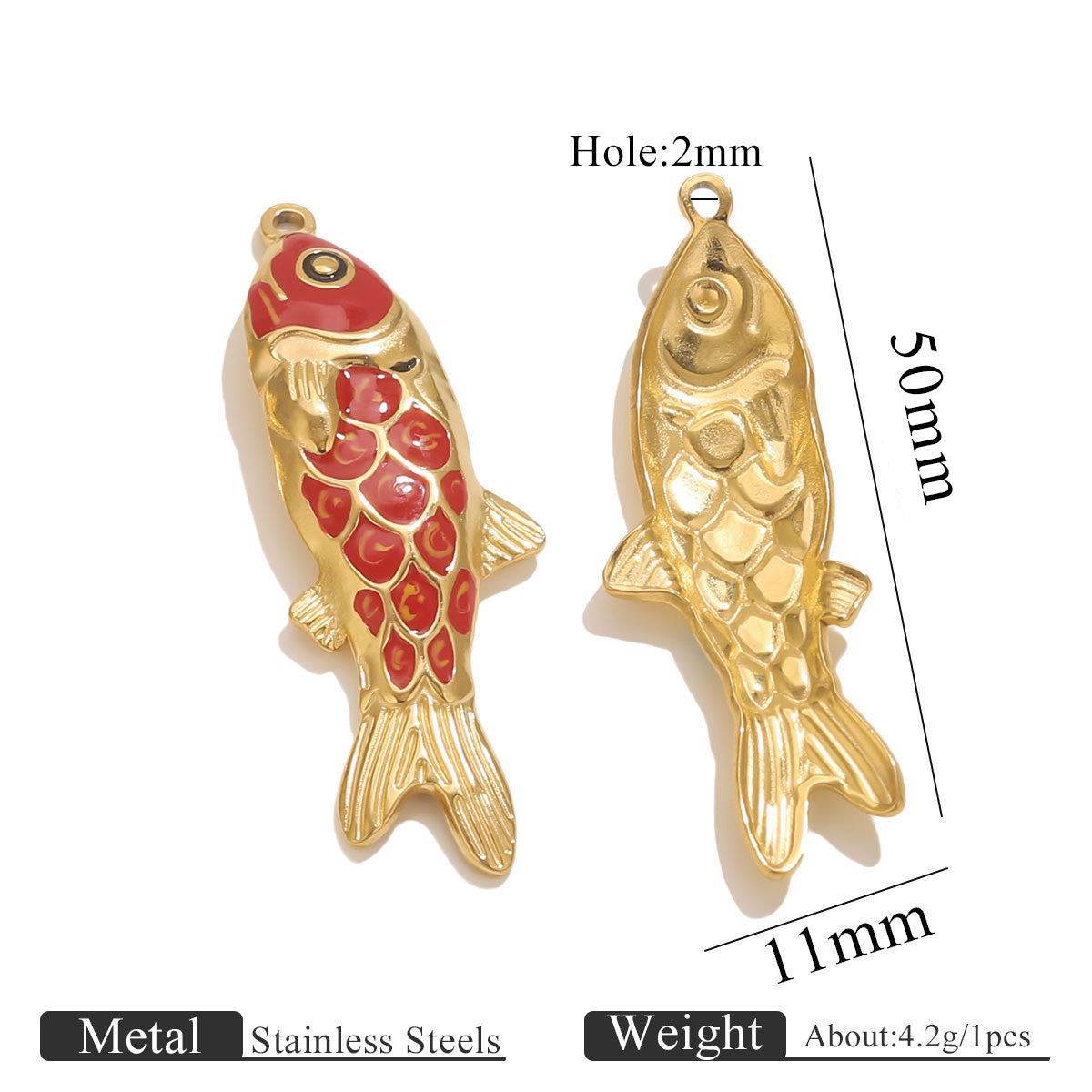 Stainless Steel (Titanium Steel) Colorful Enamel Fish Pendants | DIY Jewelry Accessories, Vibrant Sea Fish Charms for Necklaces & Bracelets