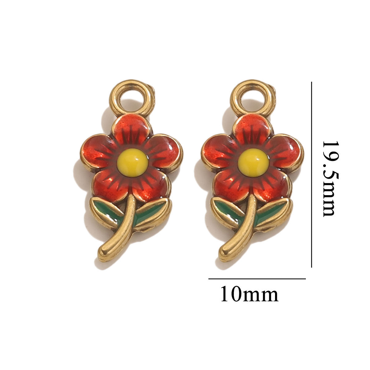 Stainless Steel Cute Flower Charms | Double-Sided Enamel Pendants, DIY Accessories for Bracelets, Necklaces & Earrings