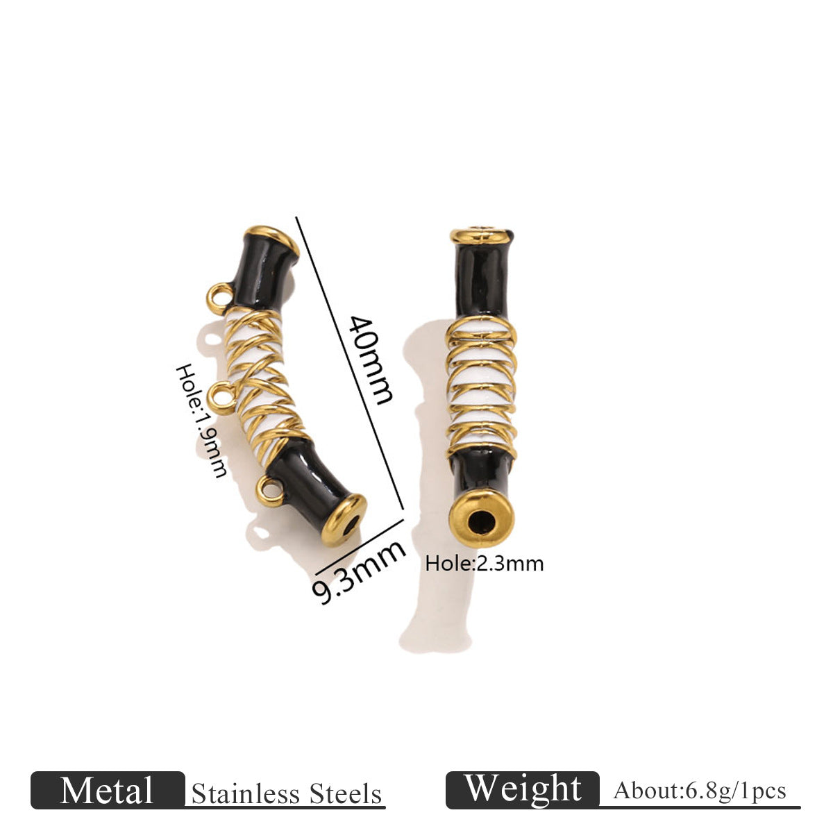 Vintage Ethnic Enamel Curved Tube Charms - Bamboo-Style Stainless Steel Bracelet Connection Tubes | DIY Jewelry Accessories