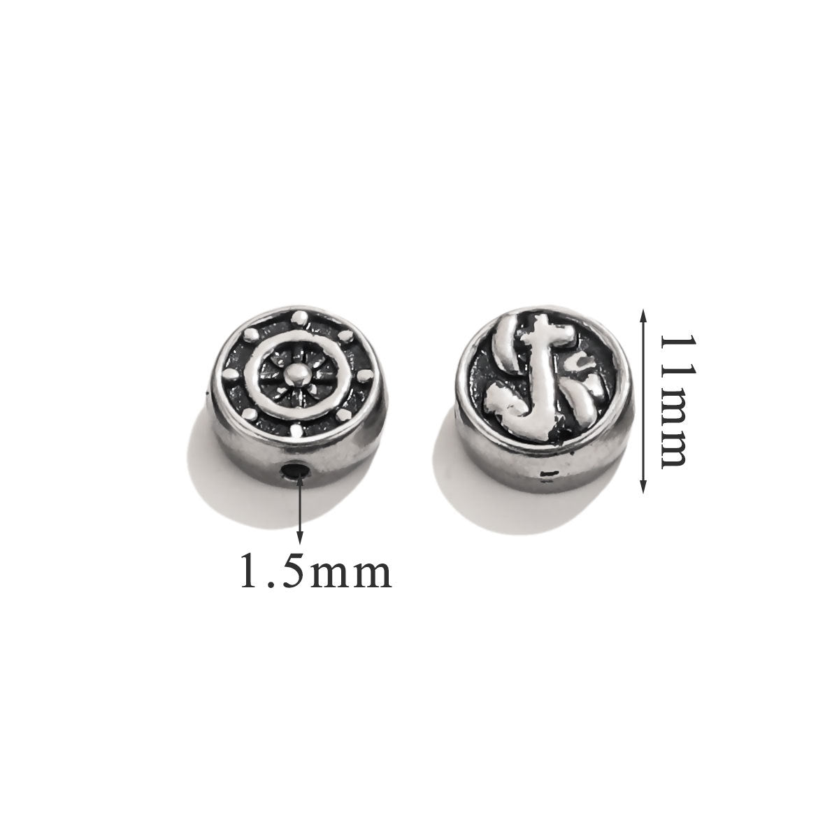 Vintage Blackened Stainless Steel Beads - Six-Word Mantra & Swastika Pattern for DIY Bracelet, Titanium Steel Stringing Beads