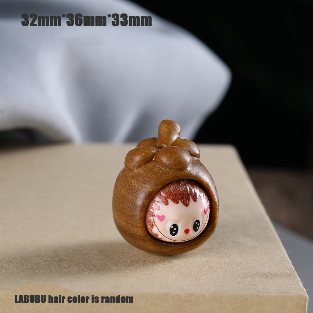 Green Sandalwood Garlic LABUBU Bead, Carved Wooden Charm Pendant, Natural Wood Spacer for DIY Bracelet Necklace Jewelry Making