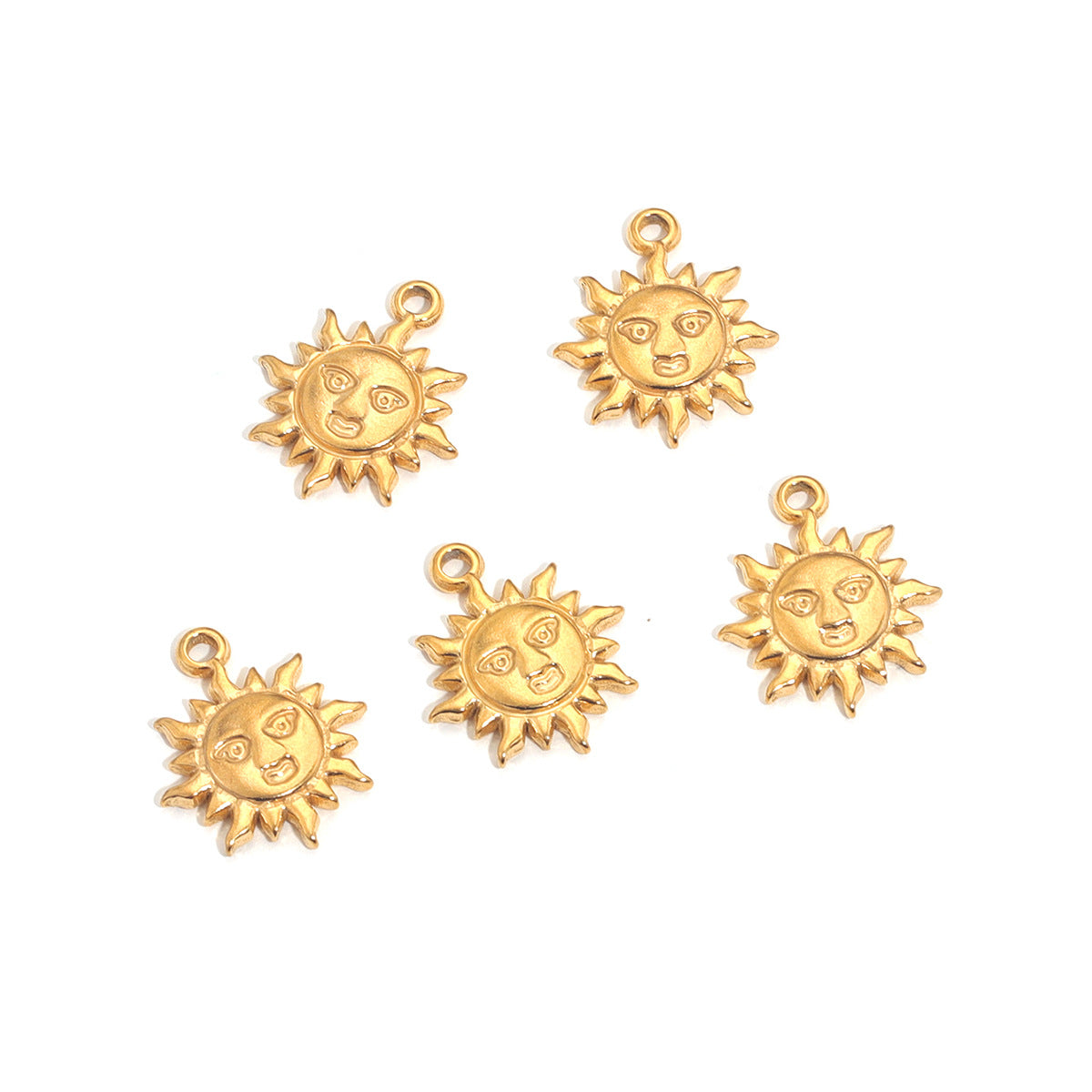 10PCS Whimsical Smile Sun Moon Pendant - Stainless Steel Casting, DIY Accessory for Handmade Necklaces