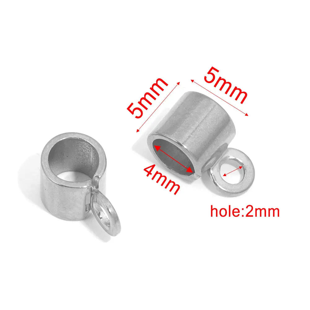 20PCS Stainless Steel Bails Beads Roundelle Barrel Large Hole Hanger Links Connectors with Charm Loop for Snake Chain European Bracelet Pendant, 2~5mm Hole