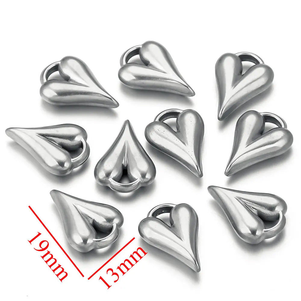 Stainless Steel Heart Pendant Charm | DIY Accessory for Earrings, Bracelets & Necklaces, Versatile Jewelry Craft Supply